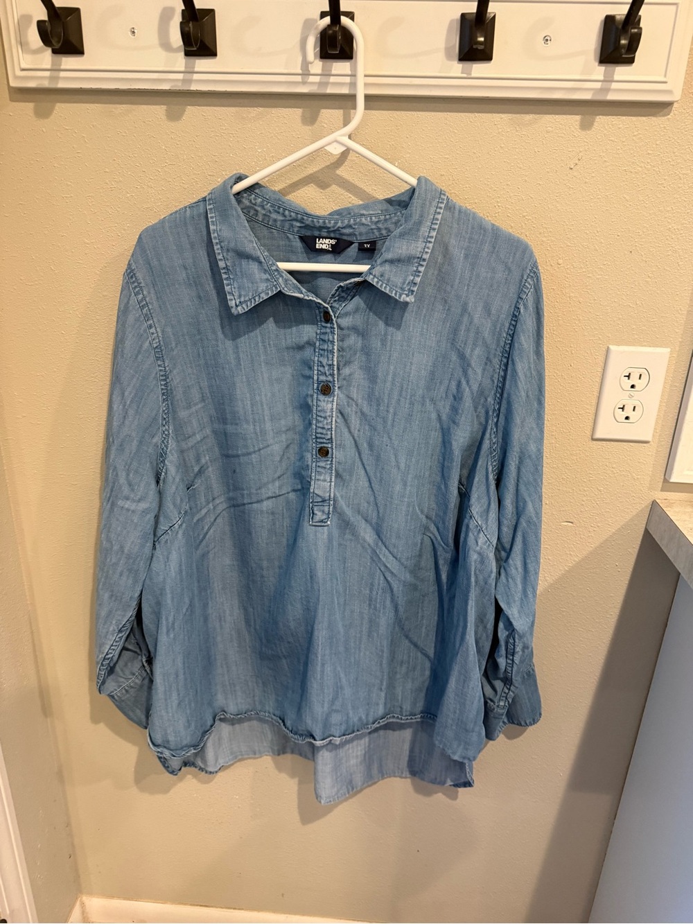 Lands’ End Light Blue Denim Pullover Shirt